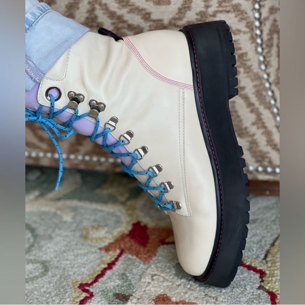 Leather boots combat style white Larroude Jordan Low Boot - Picture 12 of 12